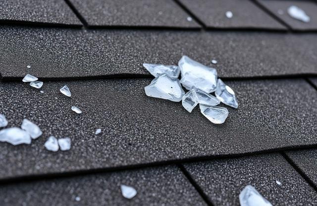 Hail damage on roof shingles